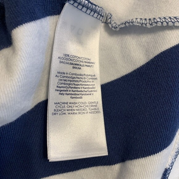 CHAPS Womens Size Medium Nautical Blue White Stripe Sleeveless Flutter Hem Dress - Picture 5 of 6